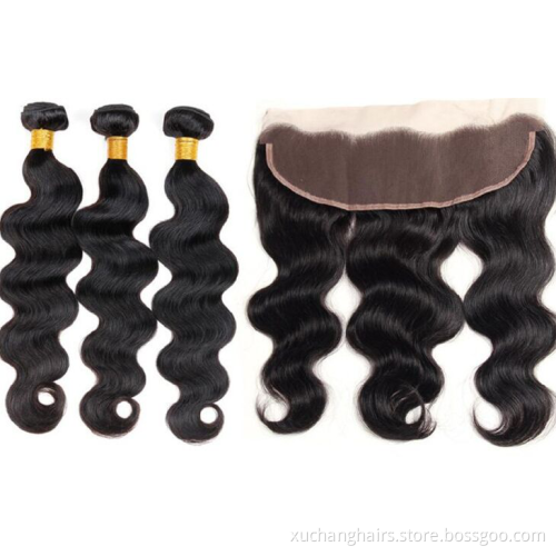 10A Brazilian Virgin Wave Hair Bundles with Frontal